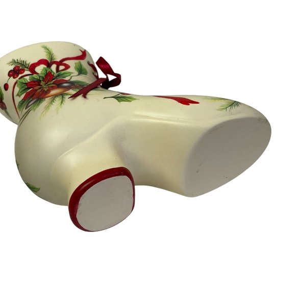FOLK NORDIC Victorian Christmas Lace Up Floral Holiday Ceramic Boots Decor 6.5" - Picture 6 of 16